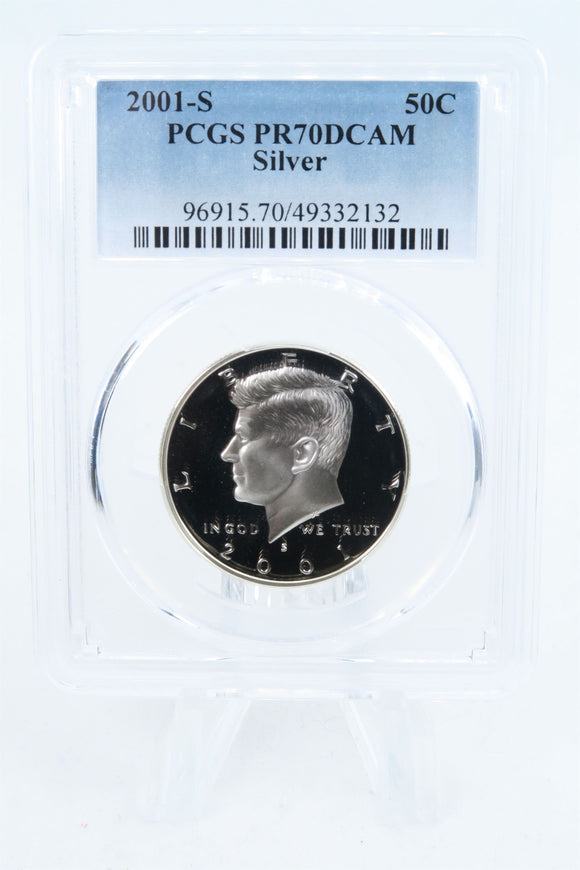 2001-S PCGS PR70DCAM Silver Kennedy Half Dollar Proof 50C