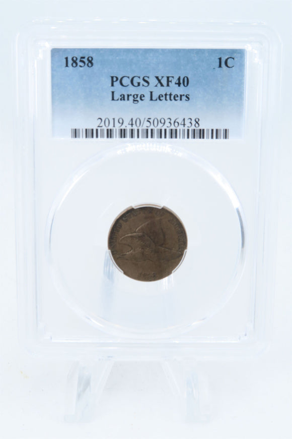 1858-P PCGS XF40 Large Letters Flying Eagle Cent Business Strike 1C