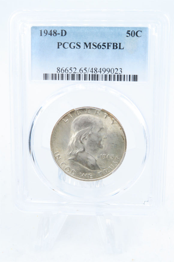 1948-D PCGS MS65FBL Franklin Half Dollar Full Bell Lines 50C