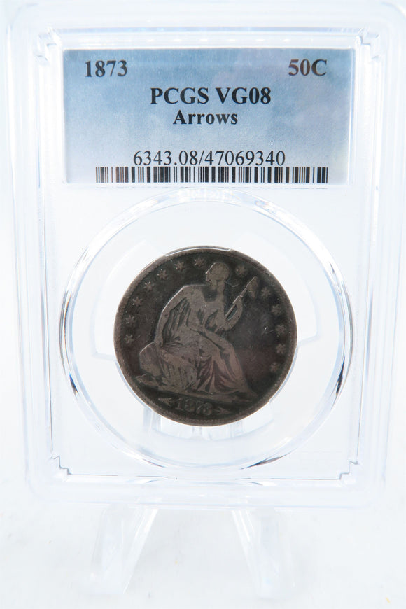 1873-P PCGS VG08 Arrows Liberty Seated Half Dollar Business Strike 50C