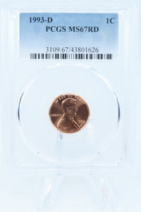 1993-D PCGS MS67RD Lincoln Memorial Cent Business Strike 1C