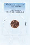 1993-D PCGS MS67RD Lincoln Memorial Cent Business Strike 1C