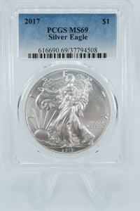 2017 PCGS MS69 American Silver Eagle Bullion Dollar Business Strike 1 oz