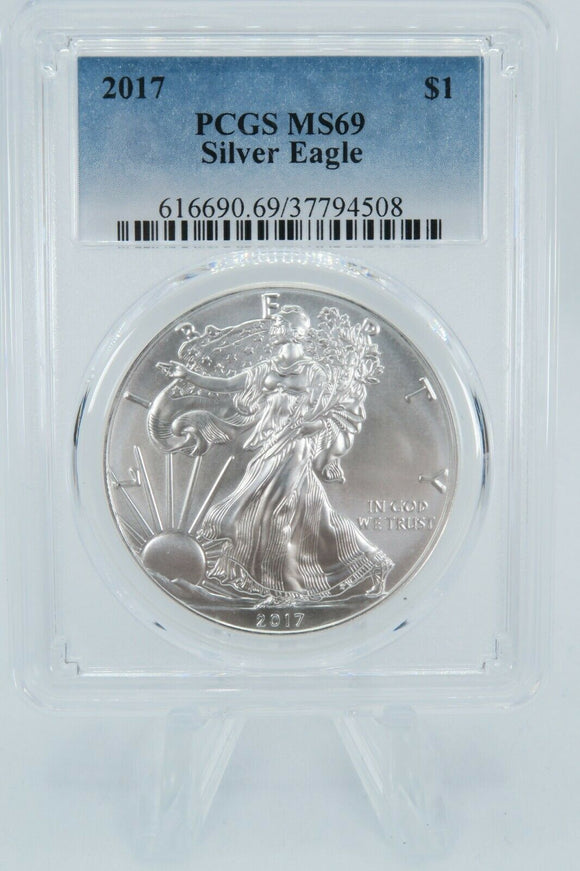 2017 PCGS MS69 American Silver Eagle Bullion Dollar Business Strike 1 oz