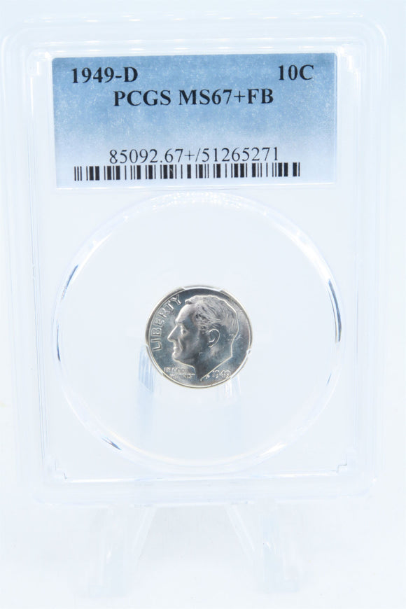1949-D PCGS MS67+FB Roosevelt Dime Business Strike 10C