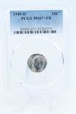 1949-D PCGS MS67+FB Roosevelt Dime Business Strike 10C