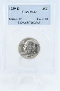 1939-D PCGS MS65 Washington Quarter Business Strike 25C