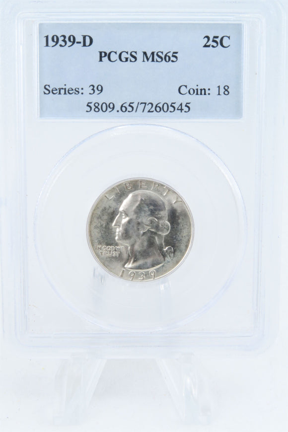 1939-D PCGS MS65 Washington Quarter Business Strike 25C