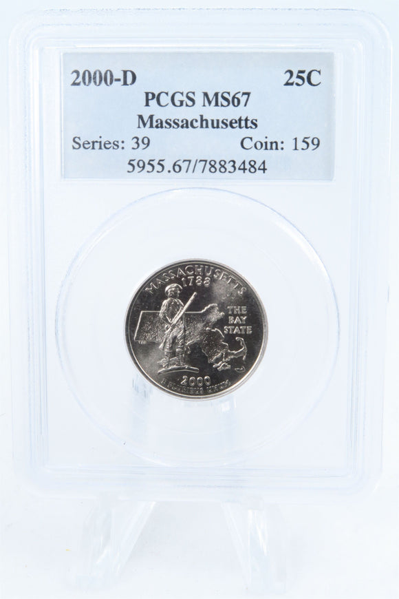 2000-D PCGS MS67 Massachusetts State Quarter Business Strike 25C