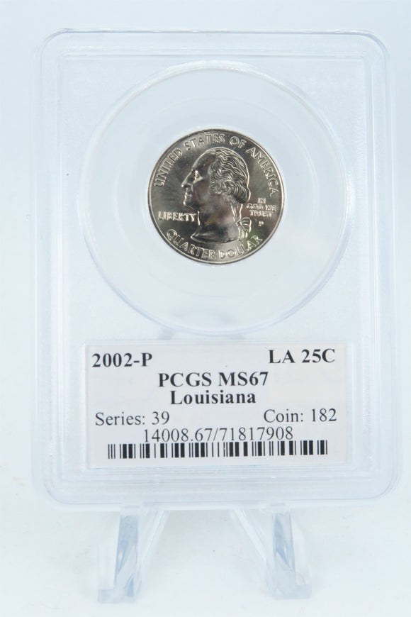 2002-P PCGS MS67 Louisiana State Quarter Business Strike 25C