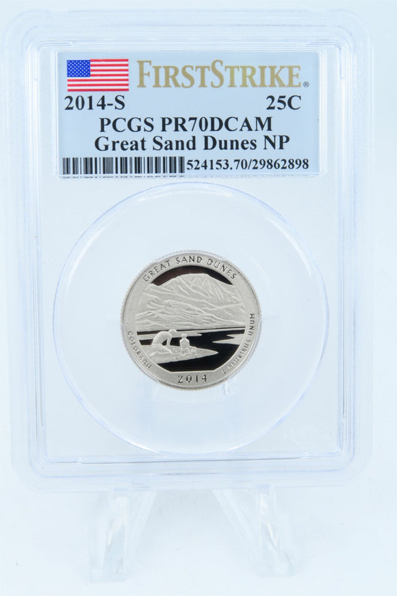 2014-S PCGS PR70DCAM Great Sand Dunes NP Quarter Proof 25C