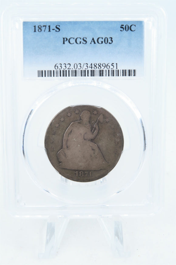 1871-S PCGS AG03 Liberty Seated Half Dollar Business Strike 50C