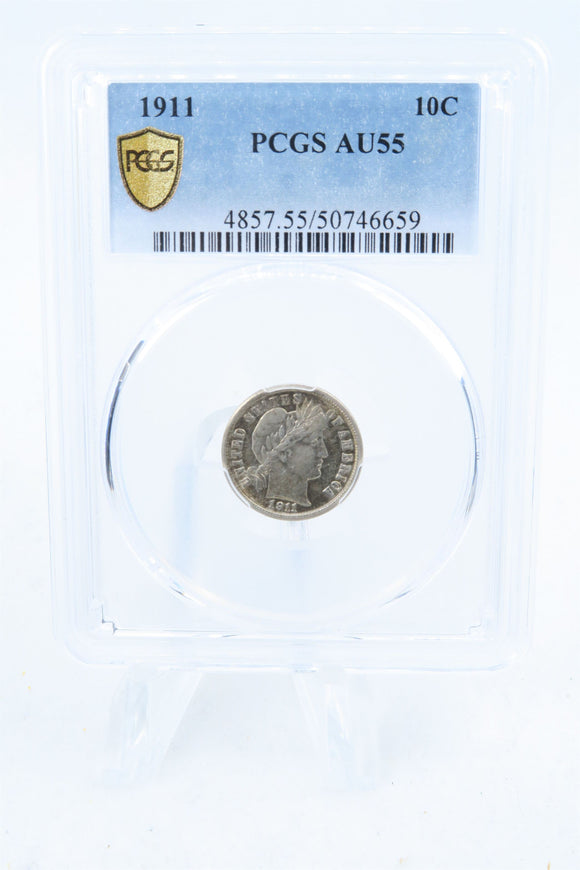 1911-P PCGS AU55 Barber Dime Business Strike 10C