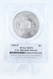 2015-P PCGS MS70 U.S. Marshals Service Silver Modern Commemorative Dollar