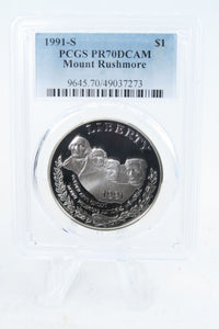 1991-S PCGS PR70DCAM Mount Rushmore Silver Modern Commemorative Dollar Proof