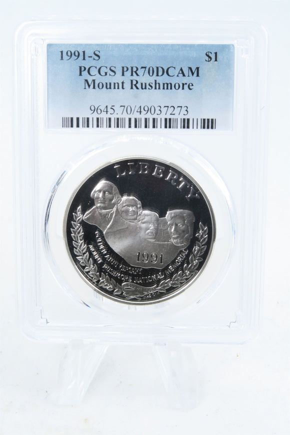 1991-S PCGS PR70DCAM Mount Rushmore Silver Modern Commemorative Dollar Proof