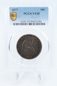 1877-P PCGS VF35 Liberty Seated Half Dollar Business Strike 50C