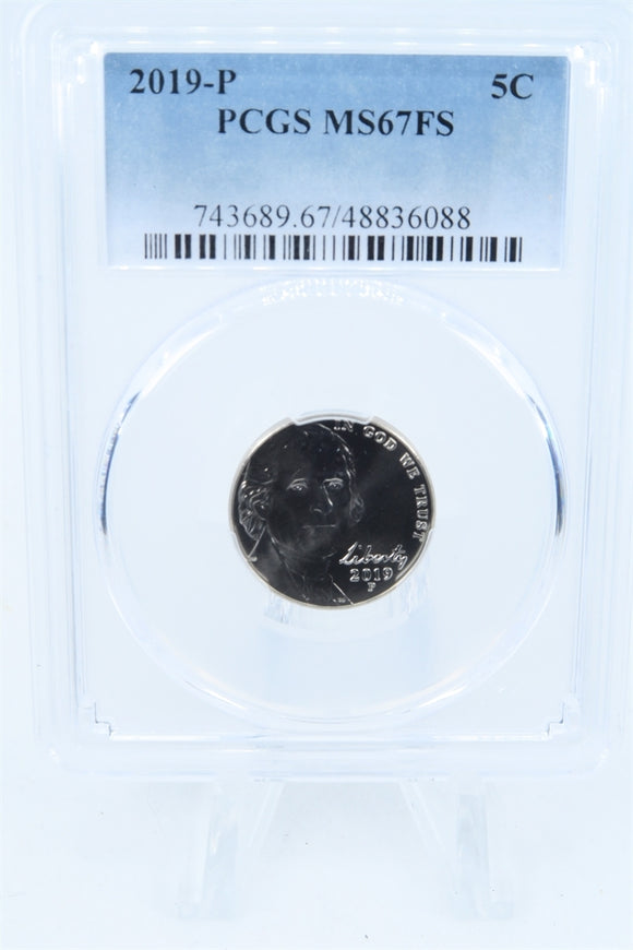 2019-P PCGS MS67FS Jefferson Nickel Full Steps Business Strike 5C