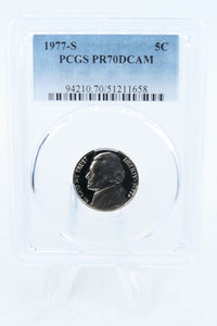 1977-S PCGS PR70DCAM Jefferson Nickel Proof 5C