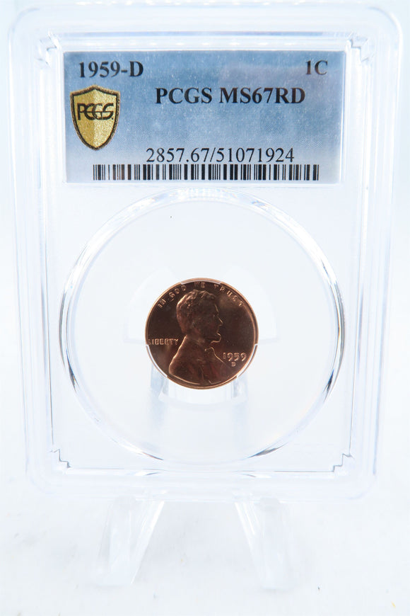 1959-D PCGS MS67RD Lincoln Memorial Cent Business Strike 1C