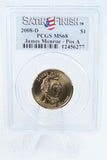 2008-D PCGS SP68 James Monroe Position A Presidential Dollar Satin Finish