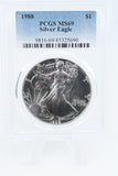 1988-P PCGS MS69 Silver Eagle Dollar Business Strike
