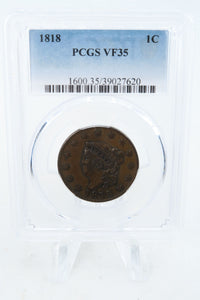 1818-P PCGS VF35BN Coronet Head Cent Business Strike 1C