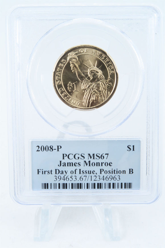 2008-P PCGS MS67 James Monroe Position B Presidential Dollar