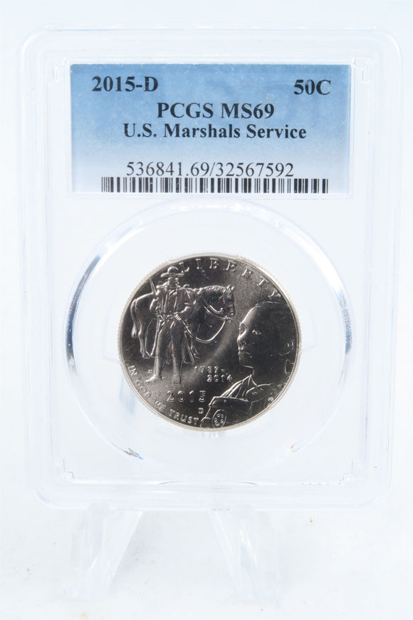 2015-D PCGS MS69 U.S. Marshals Service Modern Commemorative Half Dollar 50C