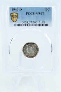 1940-D PCGS MS67 Mercury Dime Business Strike 10C