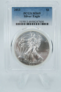 2013 PCGS MS69 American Silver Eagle Bullion Dollar Business Strike 1 oz