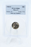 1945-S PCGS MS66 Micro S Mercury Dime Business Strike 10C