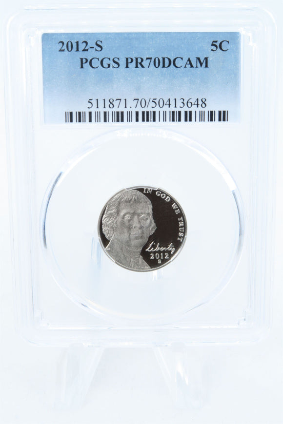 2012-S PCGS PR70DCAM Jefferson Nickel Proof 5C