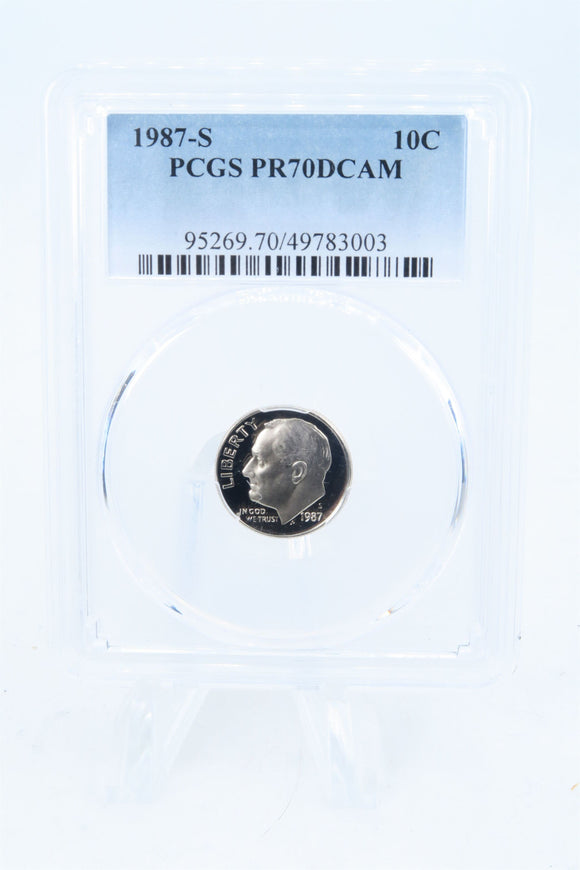 1987-S PCGS PR70DCAM Roosevelt Dime Proof 10C