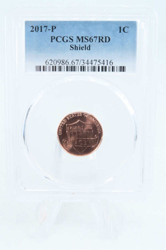 2017-P PCGS MS67RD Lincoln Shield Cent Business Strike 1C