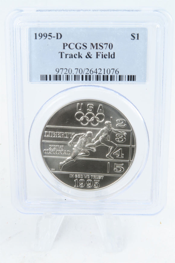 1995-D PCGS MS70 Track & Field Silver Modern Commemorative Dollar