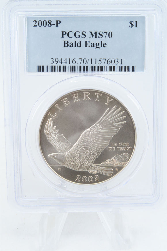 2008-P PCGS MS70 Bald Eagle Silver Modern Commemorative Dollar