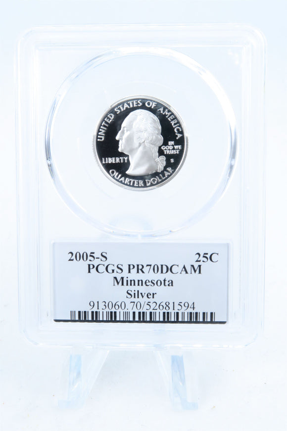 2005-S PCGS PR70DCAM Silver Minnesota State Quarter Proof 25C