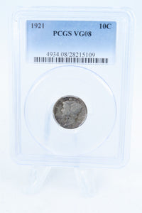 1921-P PCGS VG08 Mercury Dime Business Strike 10C