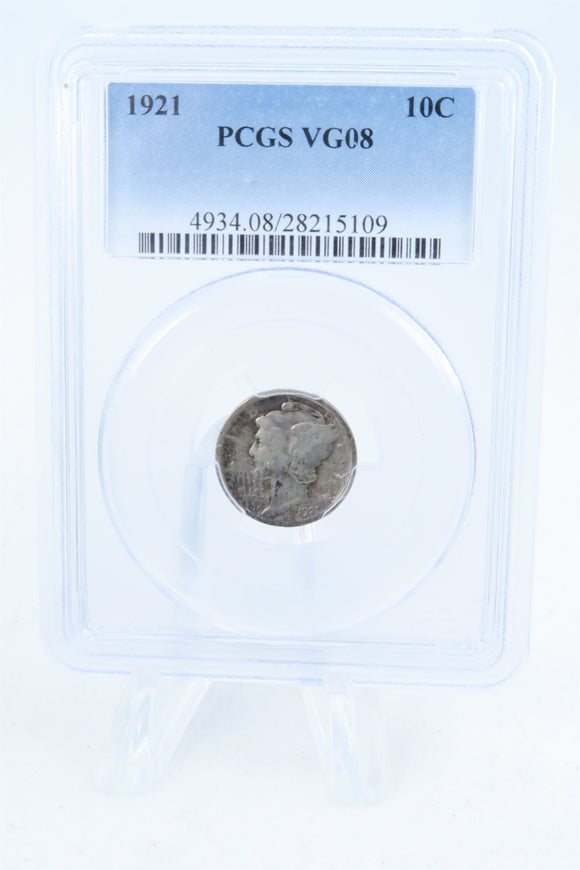 1921-P PCGS VG08 Mercury Dime Business Strike 10C