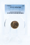 1938-S PCGS MS67RD Lincoln Wheat Cent Business Strike 1C