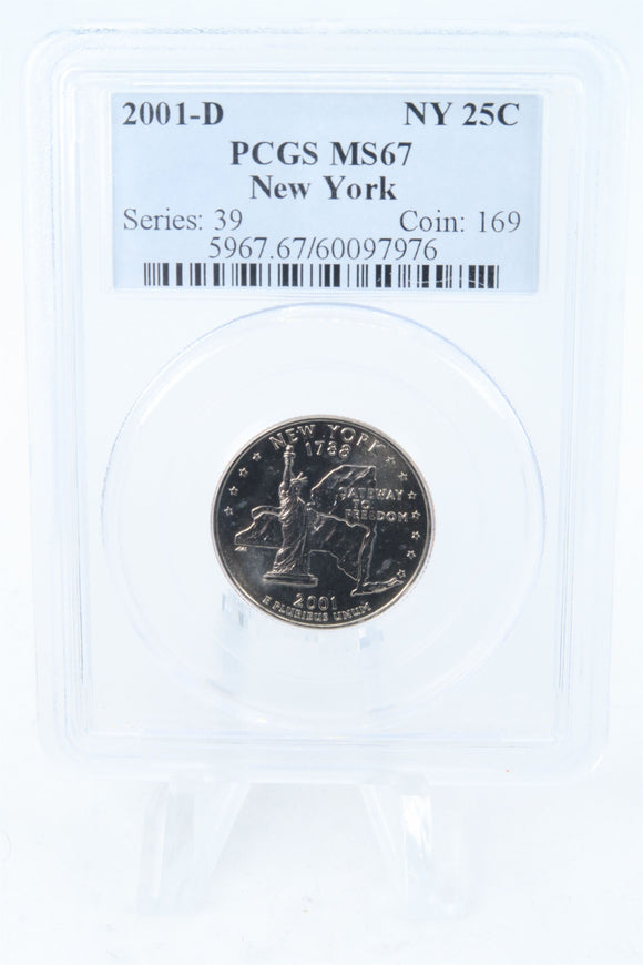 2001-D PCGS MS67 New York State Quarter Business Strike 25C