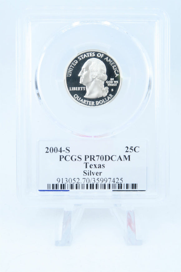 2004-S PCGS PR70DCAM Silver Texas State Quarter Proof 25C