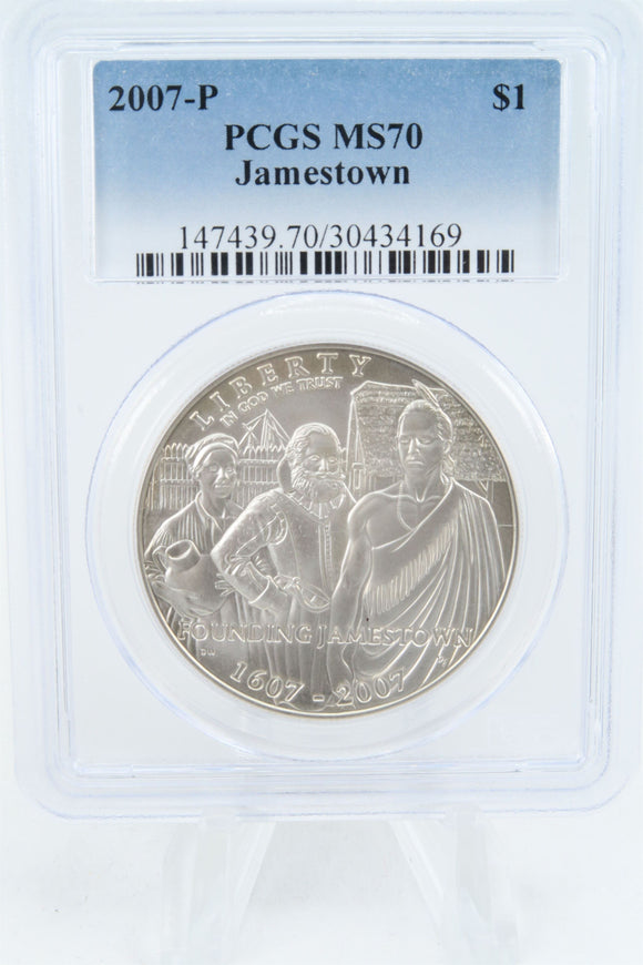 2007-P PCGS MS70 Jamestown Silver Modern Commemorative Dollar