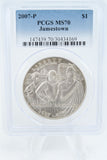 2007-P PCGS MS70 Jamestown Silver Modern Commemorative Dollar