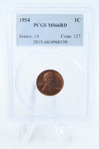 1954-P PCGS MS66RD Lincoln Wheat Cent Business Strike 1C