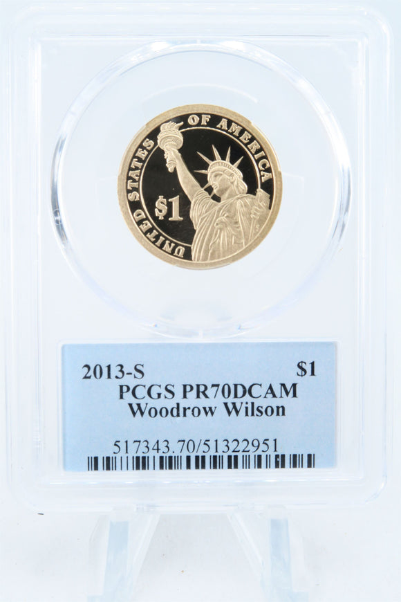 2013-S PCGS PR70DCAM Woodrow Wilson Presidential Dollar Proof