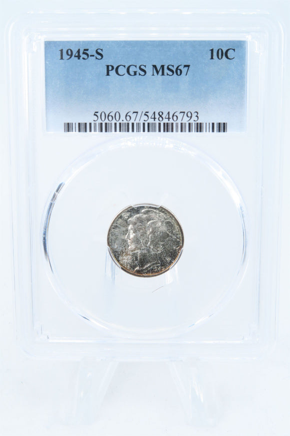 1945-S PCGS MS67 Mercury Dime Business Strike 10C