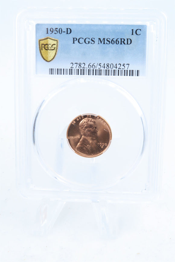 1950-D PCGS MS66RD Lincoln Wheat Cent Business Strike 1C