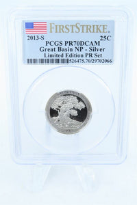 2013-S PCGS PR70DCAM Silver Great Basin NP Quarter Proof 25C